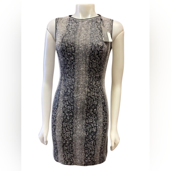 Tahari NWT Dress Sleeveless Mini Bodycon Reptile Print Grey/Black Size 2 - Picture 1 of 13